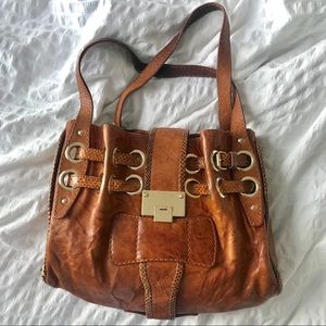 Jimmy Choo Embossed Snake Ramona Bag in Cognac